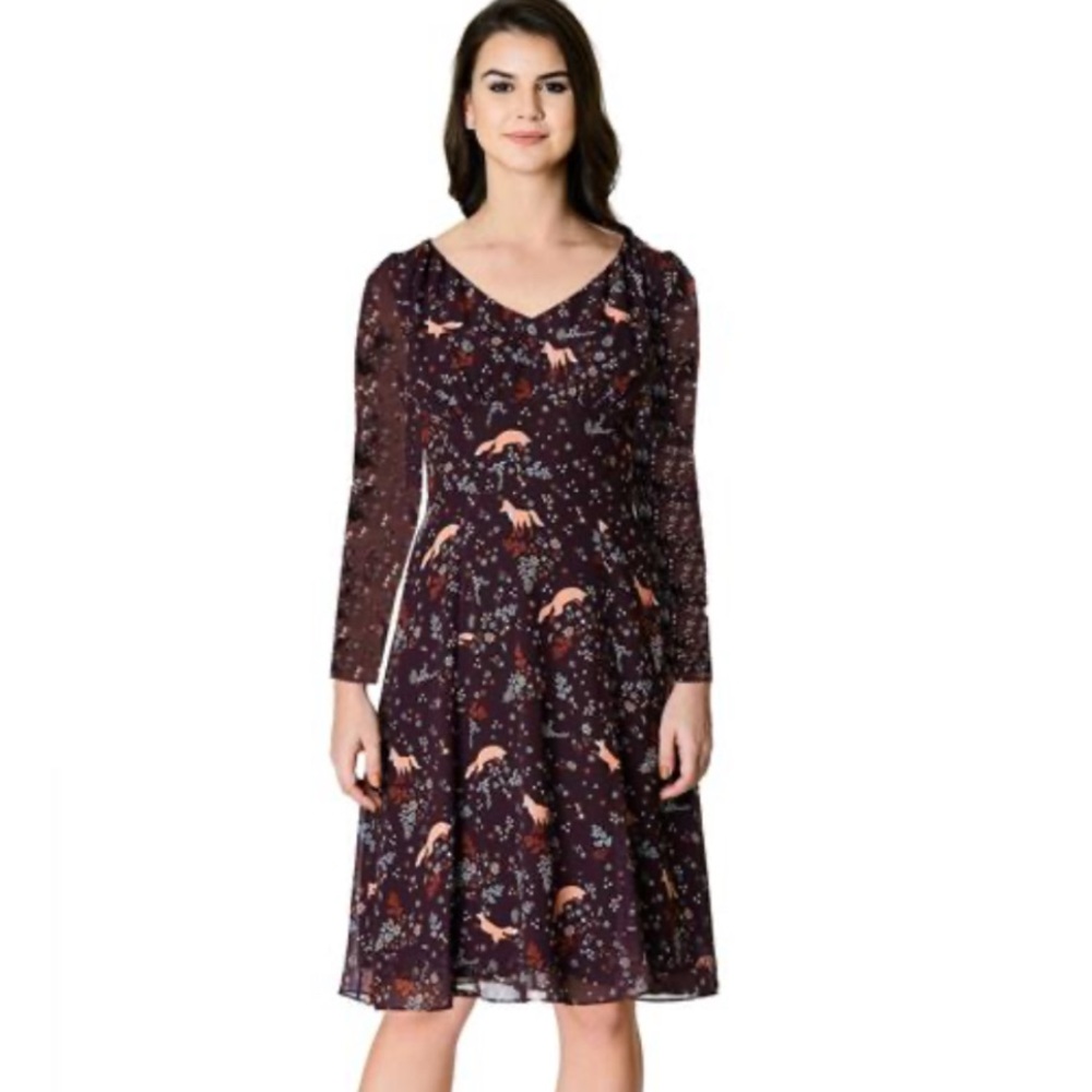 eShakti Wayward Fancies Fox Print Dress‎